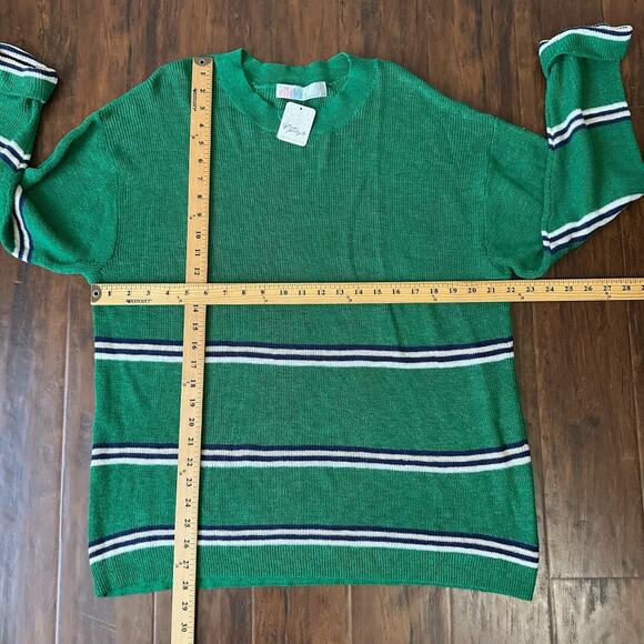 FREE PEOPLE BEACH Mariner Sweater Green Bee Striped Pullover Knit NWT - Picture 10 of 10